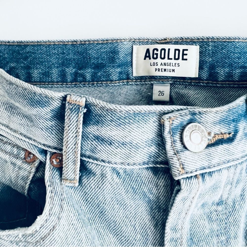 Agolde High Rise Slim Organic Cotton Jeans with Raw Cut Hem Size 26 - Picture 10 of 14